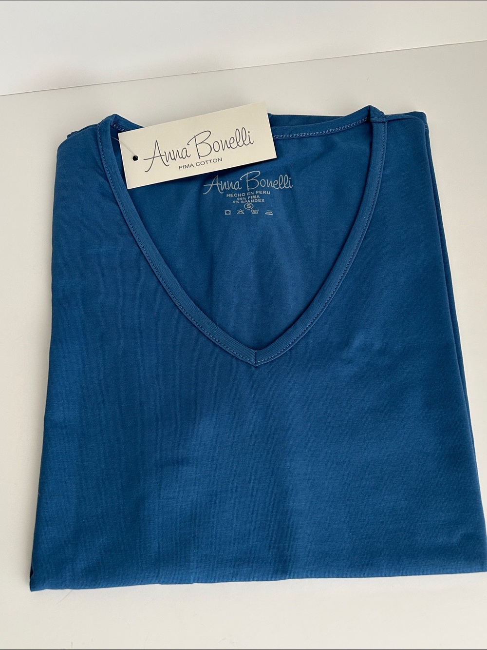 Peruvian Pima Cotton Women’s V-Neck T-Shirt - Small Sky blue color